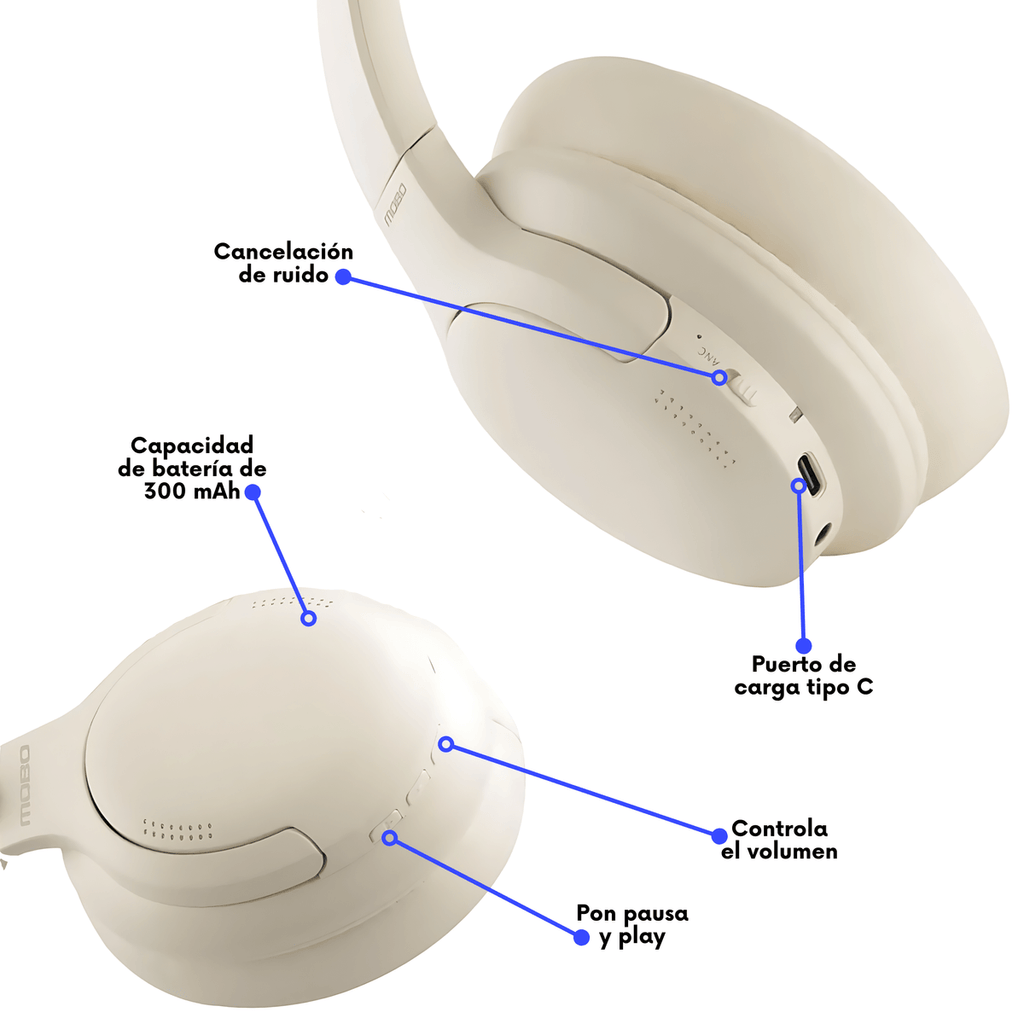 Audífonos Bluetooth Mobo Howe Anc Beige
