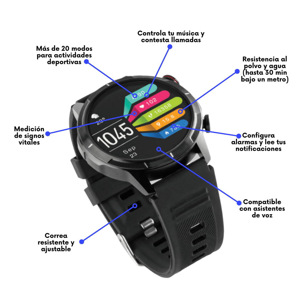 Smartwatch MOBO Run Negro