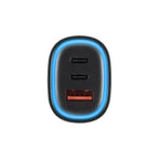 Cargador de Auto MOBO Driv 60W con 3 Puertos USB-C y USB-A, Carga Rápida - Negro