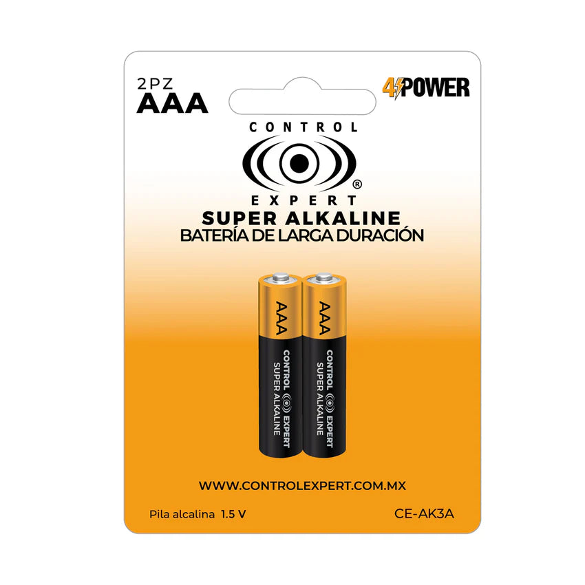 Pilas AAA Alcalinas Paquete 2 Piezas Blíster Control Expert