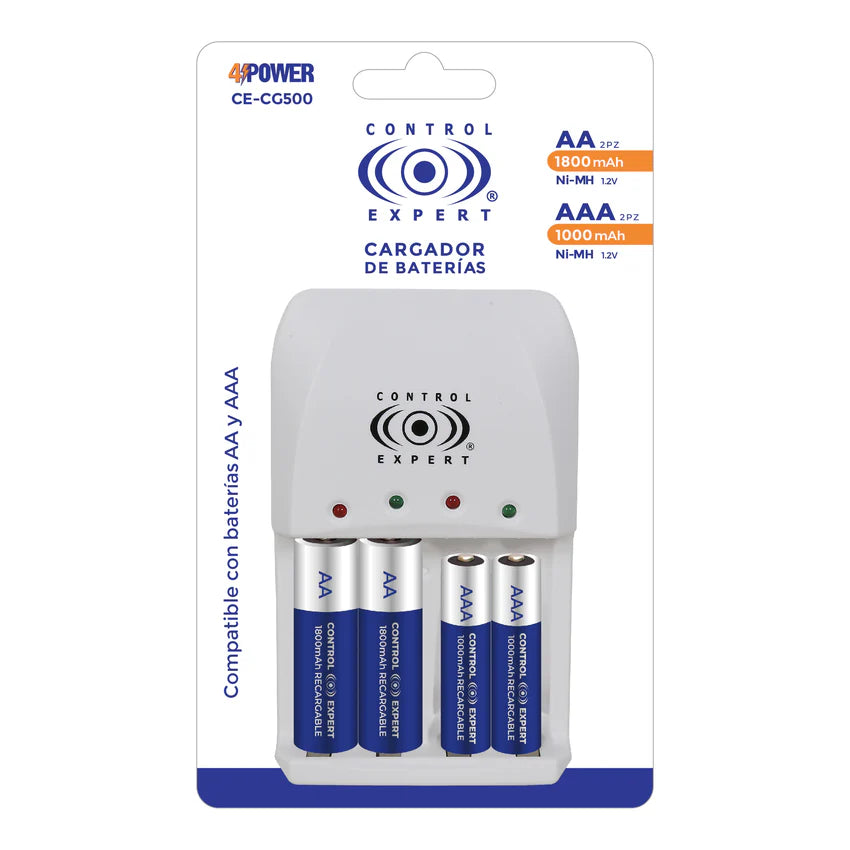 Cargador Universal de Pilas AA y AAA Control Expert