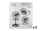 Paquete 2 Ventiladores de 18" de piso 3 en 1 con aspas metalicas Control Expert