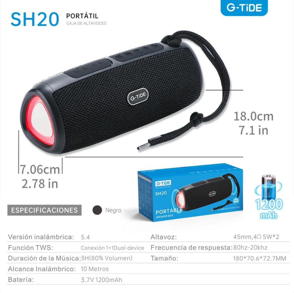 Bocina Bluetooth Portatil G-TiDE SH20