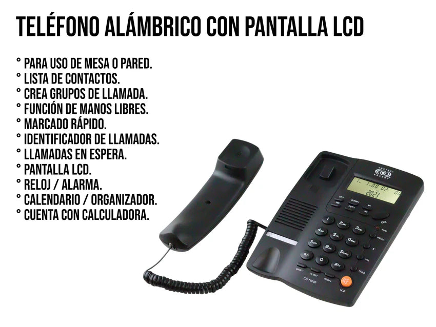 Teléfono Alámbrico Fijo Con Pantalla Control Expert